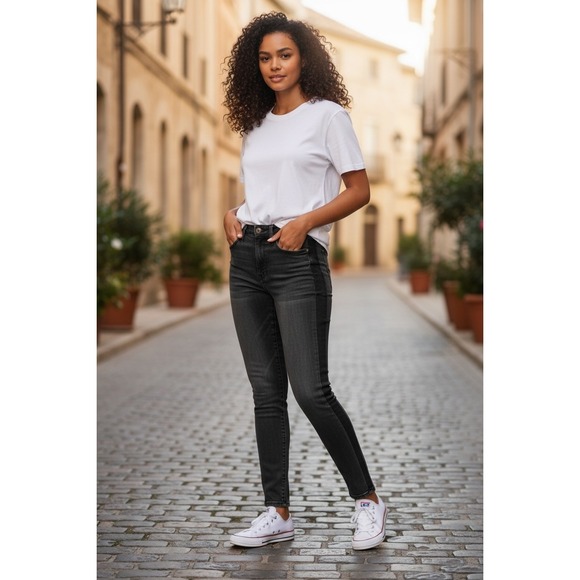 Express Denim - Express Conscious Edit High Rise Skinny Jeans Grey Two Tone Side Stripe 4R